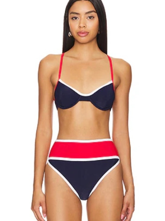 Beach Riot Other - Beach Riot Navy and Red High-Waist Bikini